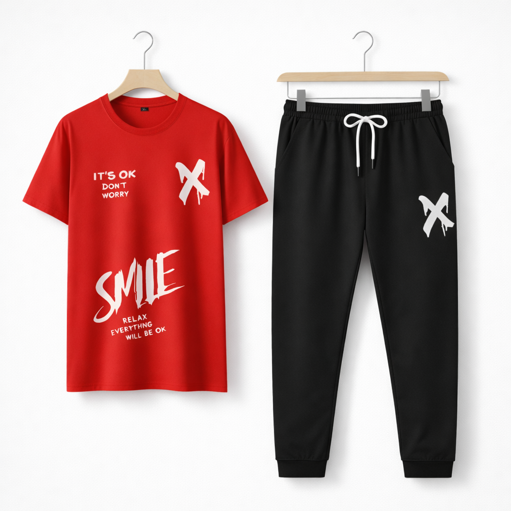 Men Printed Red Track Suit For Men