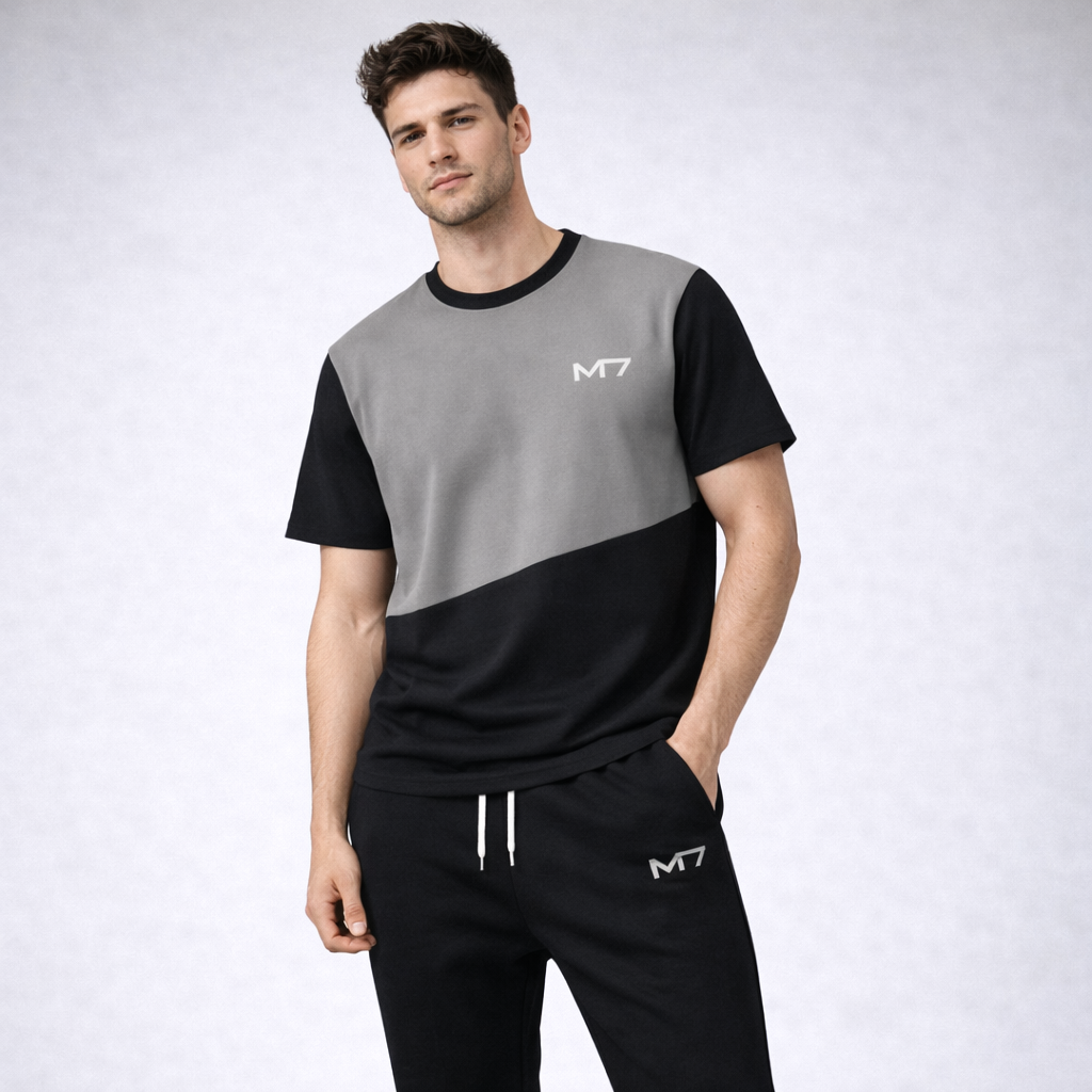 Men Black Printed Tracksuit M7 For Men